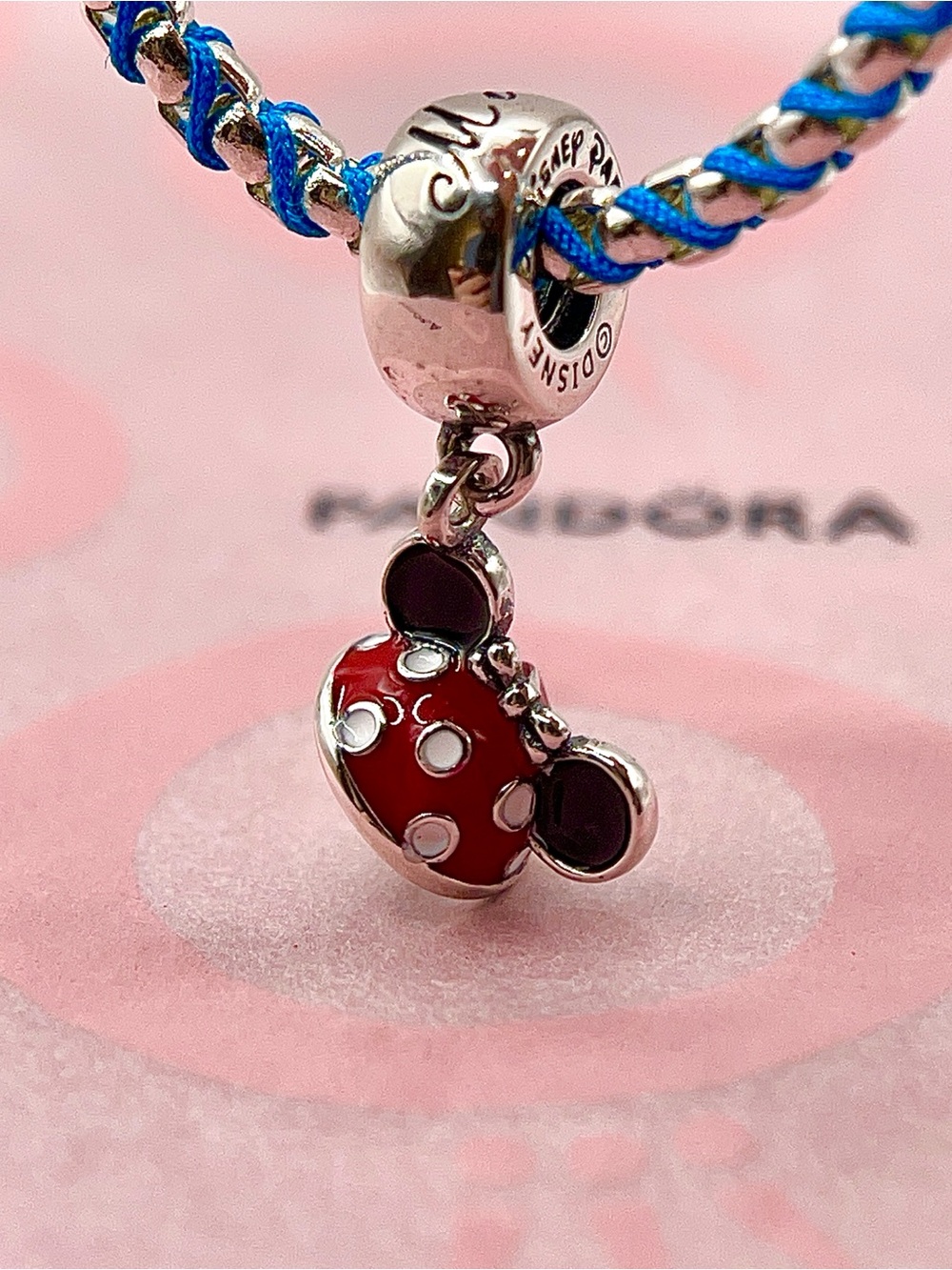 Pandora Disney Parks Minnie Mouse Ear Hat Polka Dot Red Enamel Dangle Charm